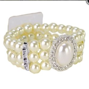 Fitz Design Vintage Champagne Pearl Stretch Corsage Bracelet